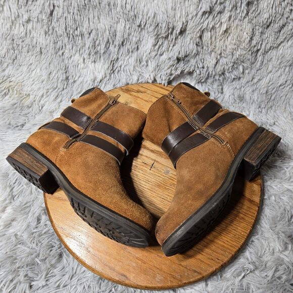 Steve Madden Womens Size 7.5M Brown Leather Biker Cognac Moto Zip Lug Sole Boots - Picture 5 of 12